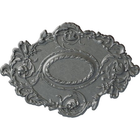 Kinsley Flowing Leaf Ceiling Medallion, Hand-Painted Platinum, 30 3/8"W x 20 3/4"H x 1"P